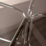 Round dining table in smoked glass and chrome-plated steel, Italy, 1970