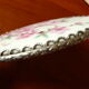 former silver bronze hand mirror - porcelain Limoges flower decoration