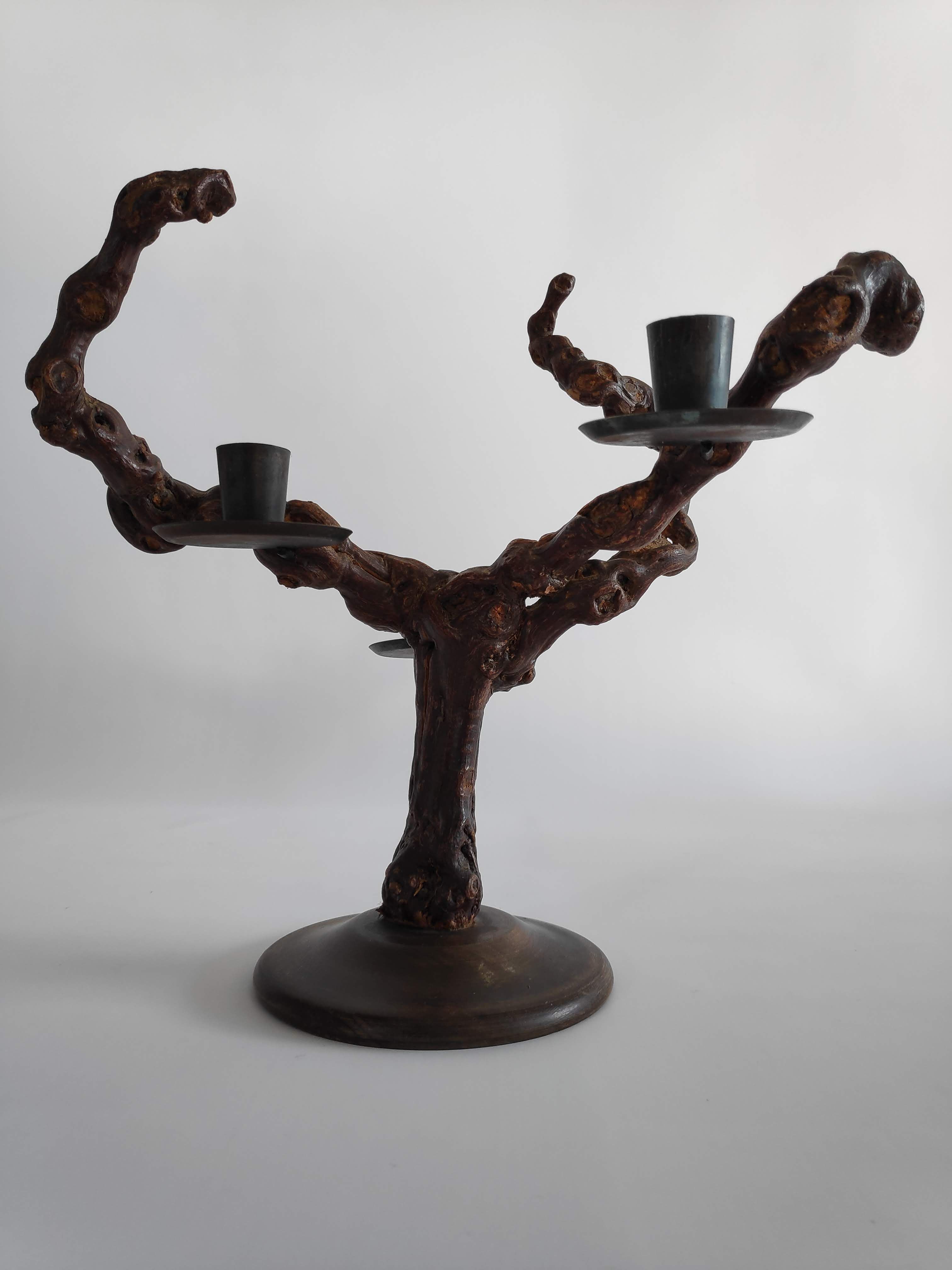 Vintage candlestick in vine shoots of the years 70