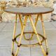 Vintage rattan and bamboo side table, circa 1969.