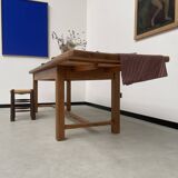 Solid pine table with its extension, 1950s