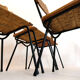 Suite of 6 chairs, wood straw and metal from the 50s