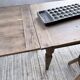 Solid oak farmhouse table with integrated extensions 1950