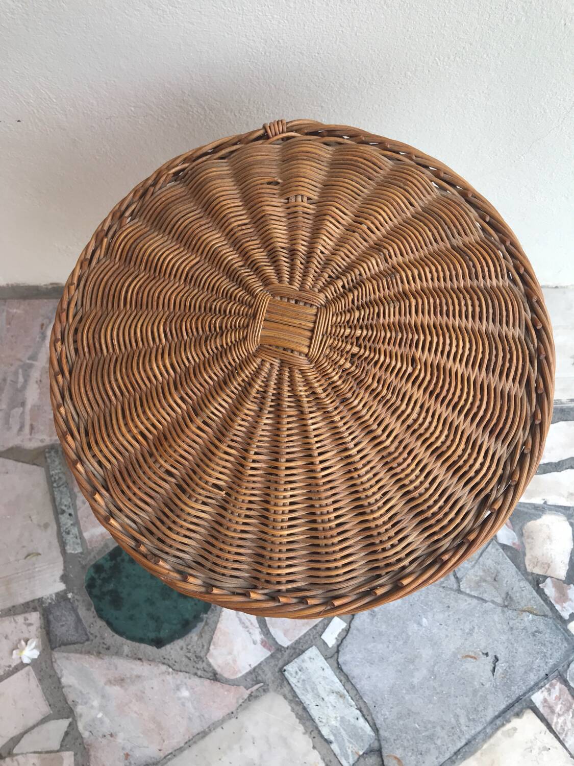 Vintage rattan workbench on stand
