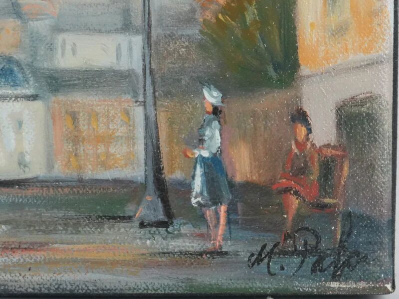 Michel Pabois: Paris, view over the rooftops, original oil on canvas signed.