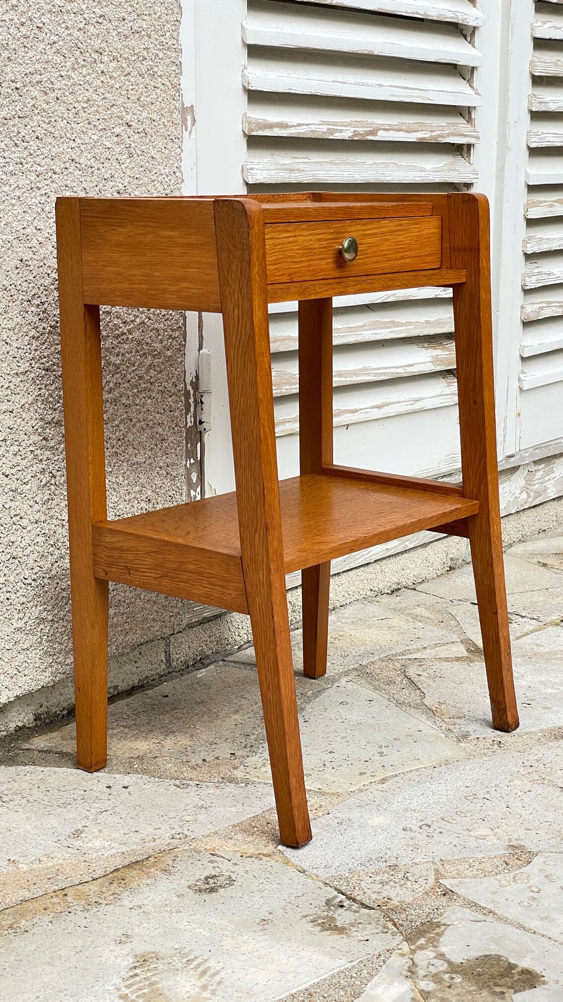 vintage geometric bedside cabinet