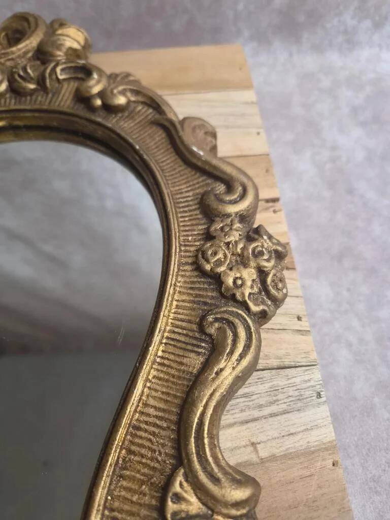 Antique gilded stucco mirror – Louis XV rococo style – 42 cm