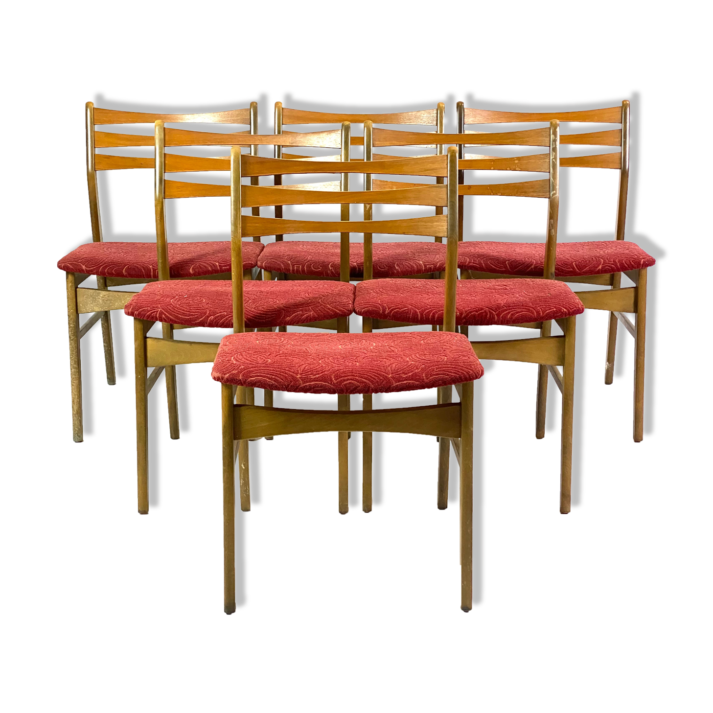 Six dining room chairs in dark polished wood, Danish design, 1960s