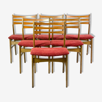 Six chaises de salle à manger en bois poli foncé, design danois, années 1960