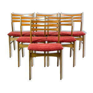 Six chaises de salle à manger en bois poli foncé, design danois, années 1960