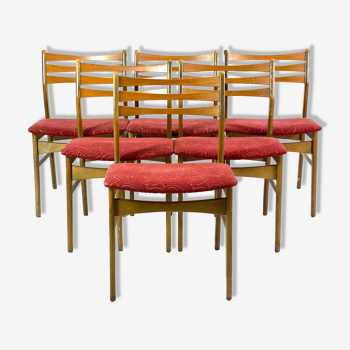 Six dining room chairs in dark polished wood, Danish design, 1960s