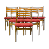 Six chaises de salle à manger en bois poli foncé, design danois, années 1960