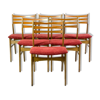 Six chaises de salle à manger en bois poli foncé, design danois, années 1960