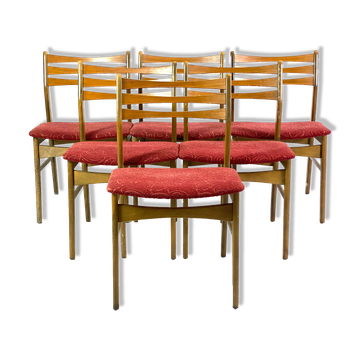 Six dining room chairs in dark polished wood, Danish design, 1960s