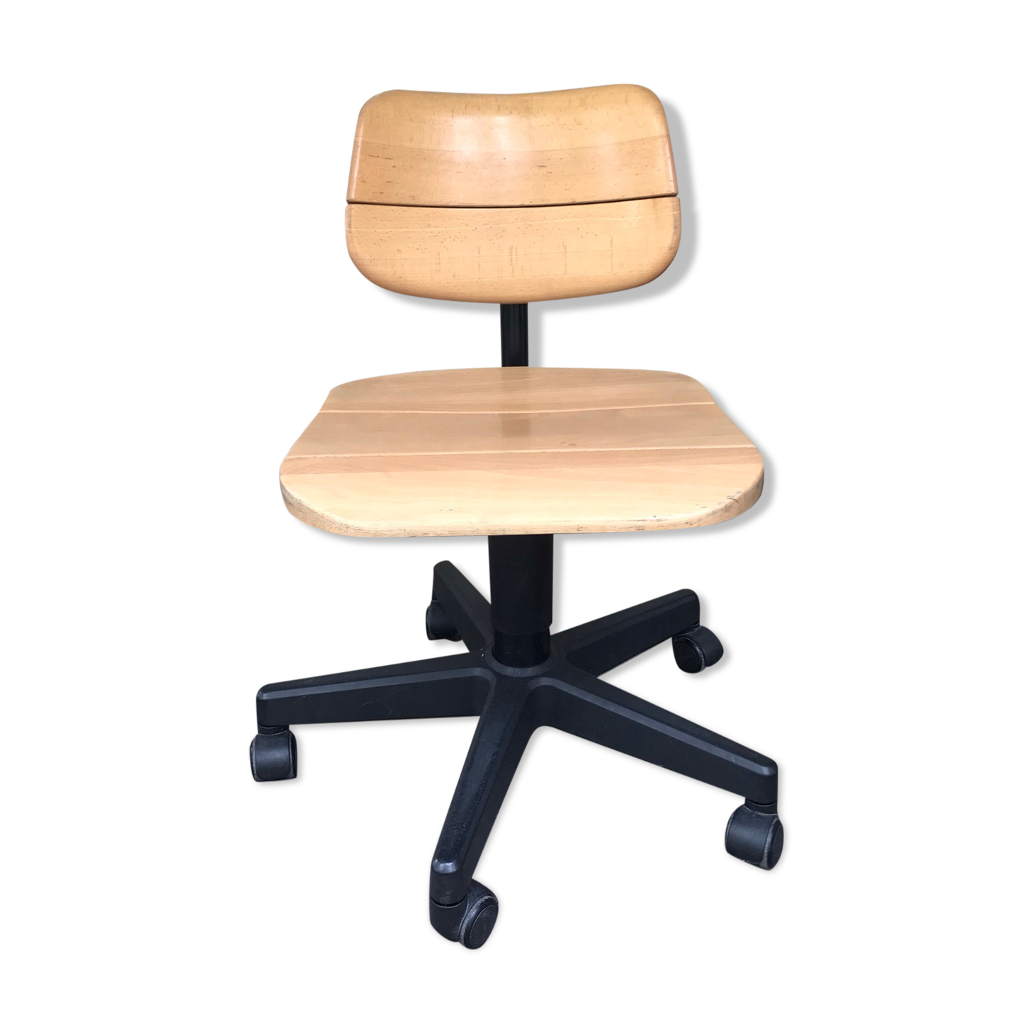 Martin Stoll office chair light wood on wheels