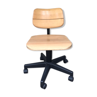 Martin Stoll office chair light wood on wheels