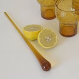 Vintage Amber Crackle Glass Shot Glass Set Mid Century Modern Barware