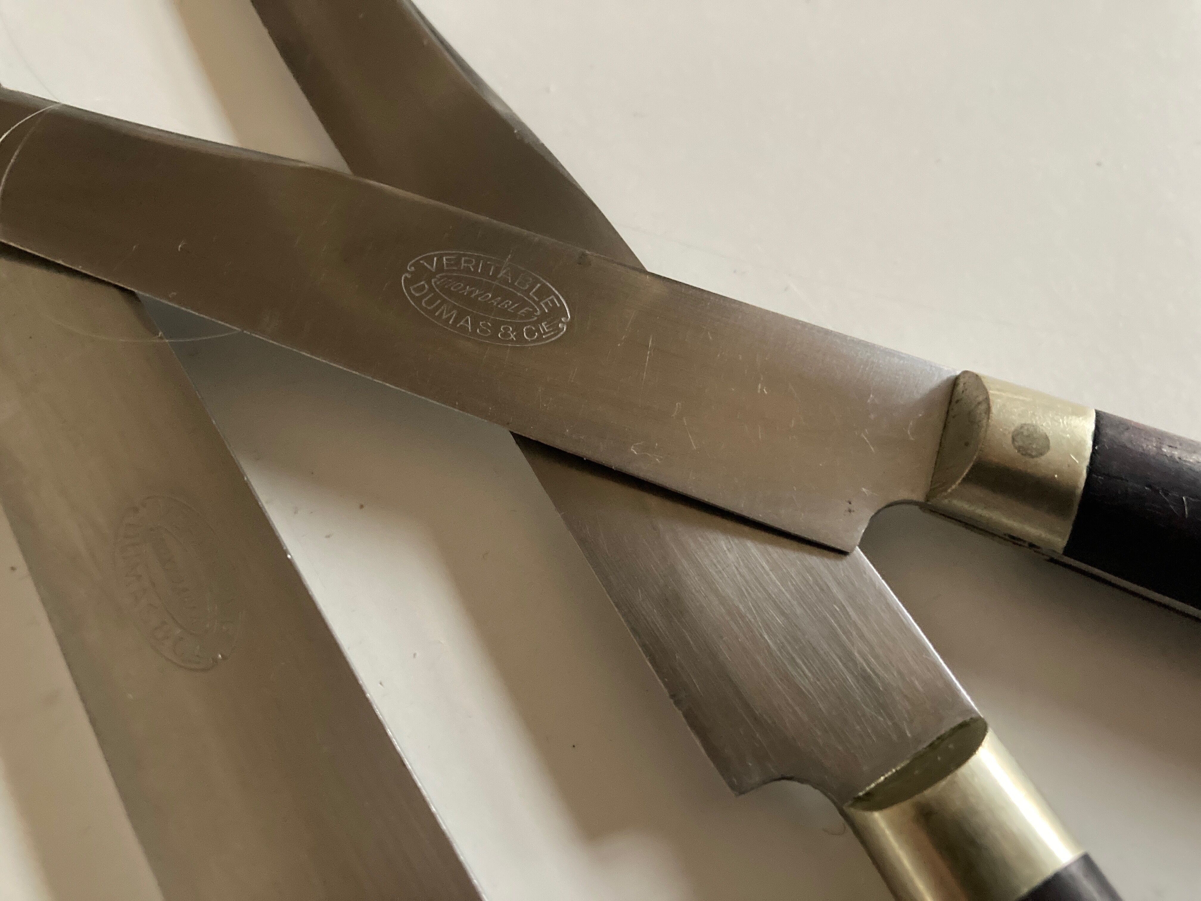 Set of 6 rosewood wood knives Dumas Thiers 1950