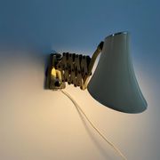 Cream metal and brass wall lamp with scissors design by Karl Lang for SIS Licht, 1950s, Germany.