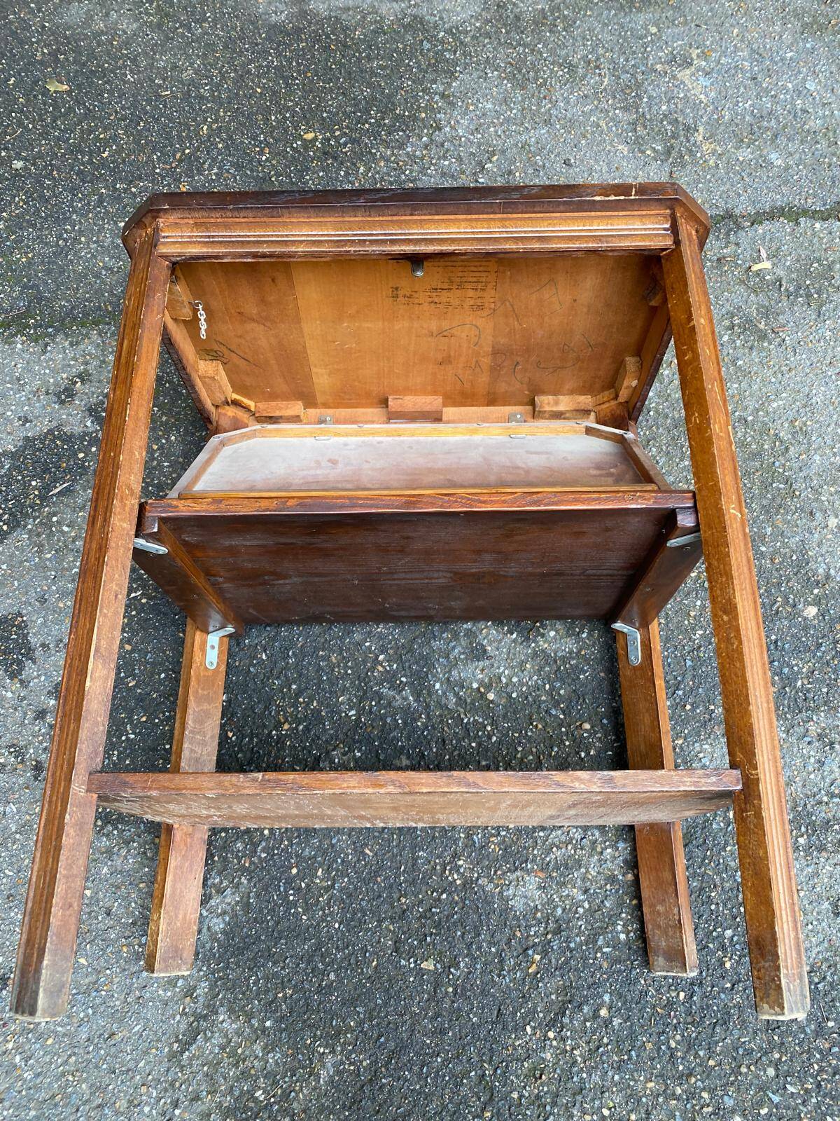 1950s Art Deco solid wood shelf with drawer