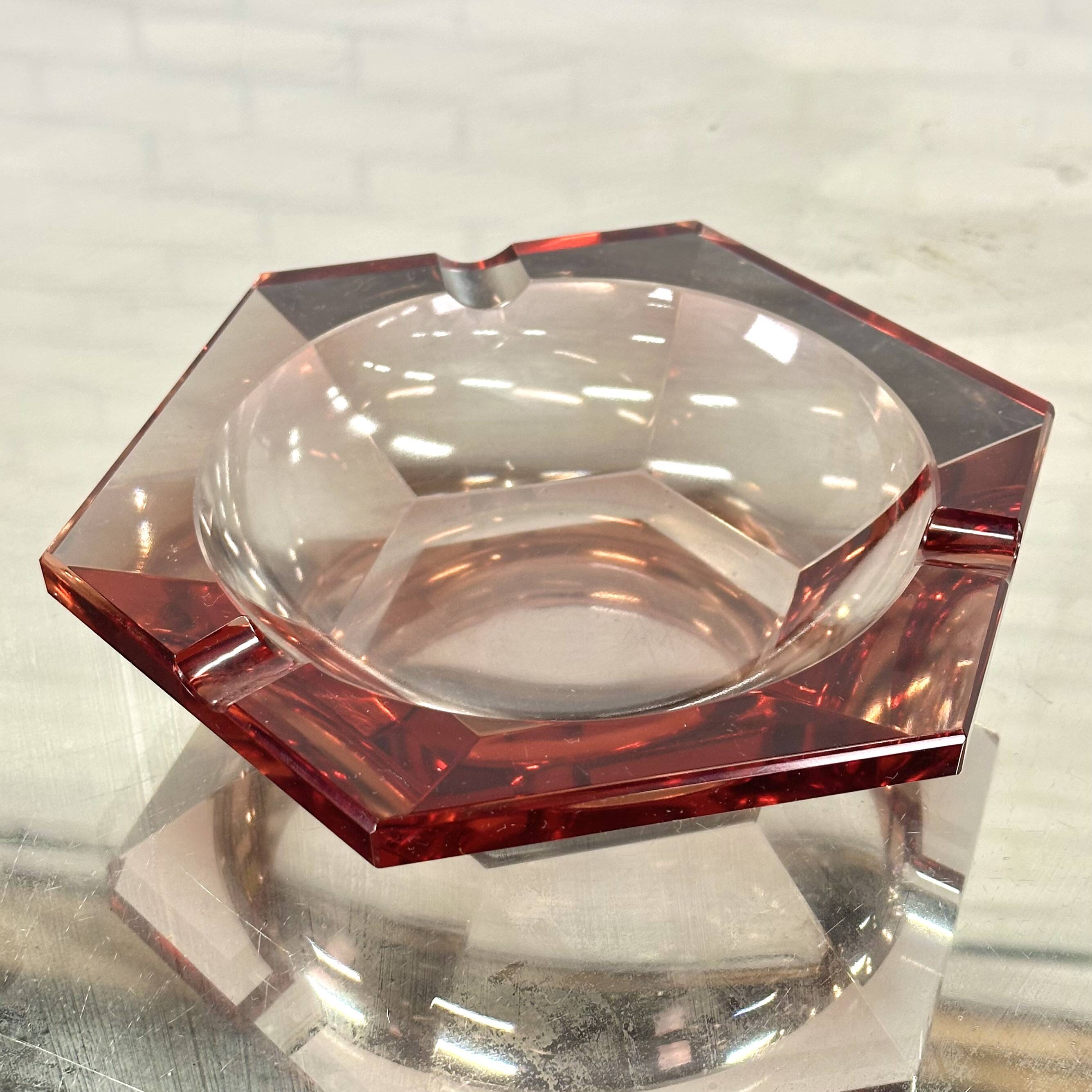 Cendrier carré en verre de Murano rose
