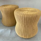 Series of 2 Scoubidou poufs from the 70s