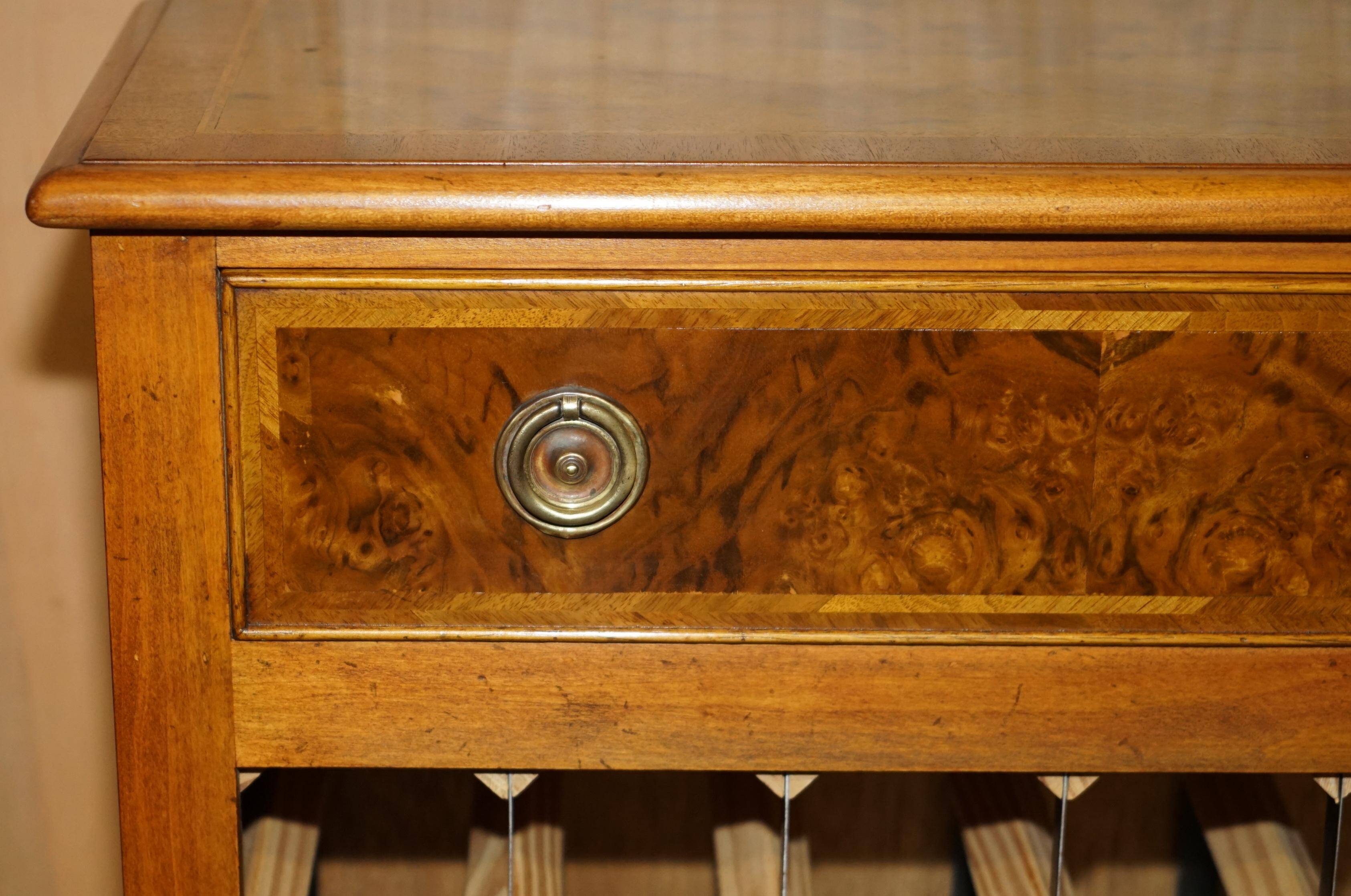 Flamed walnut sideboard for 36 bottles with drawer