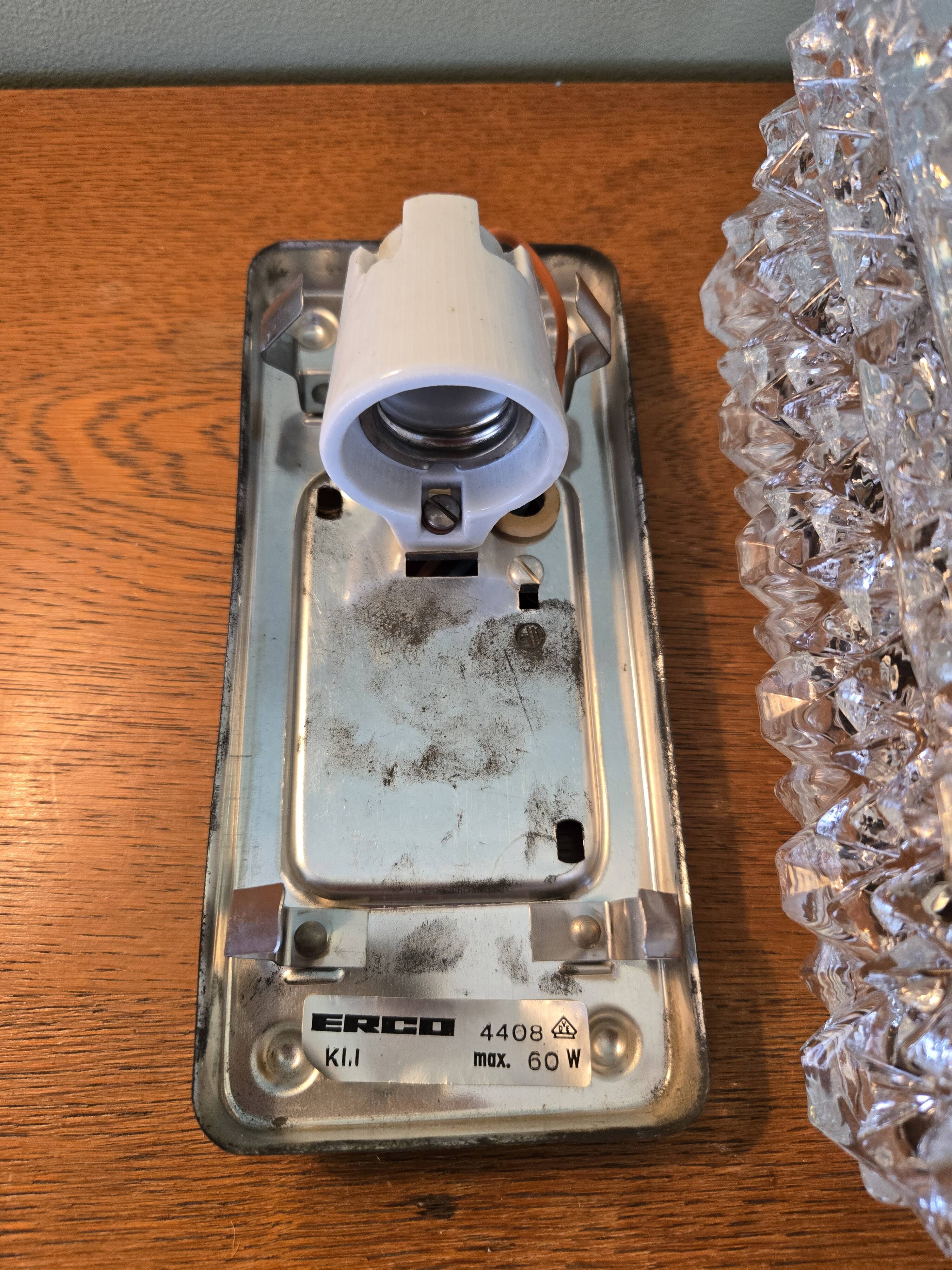 Erco wall lamp in pressed glass - vintage design from the 70s