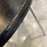 Table d’appoint chrome et skai noir vintage style Bauhaus vintage 1970