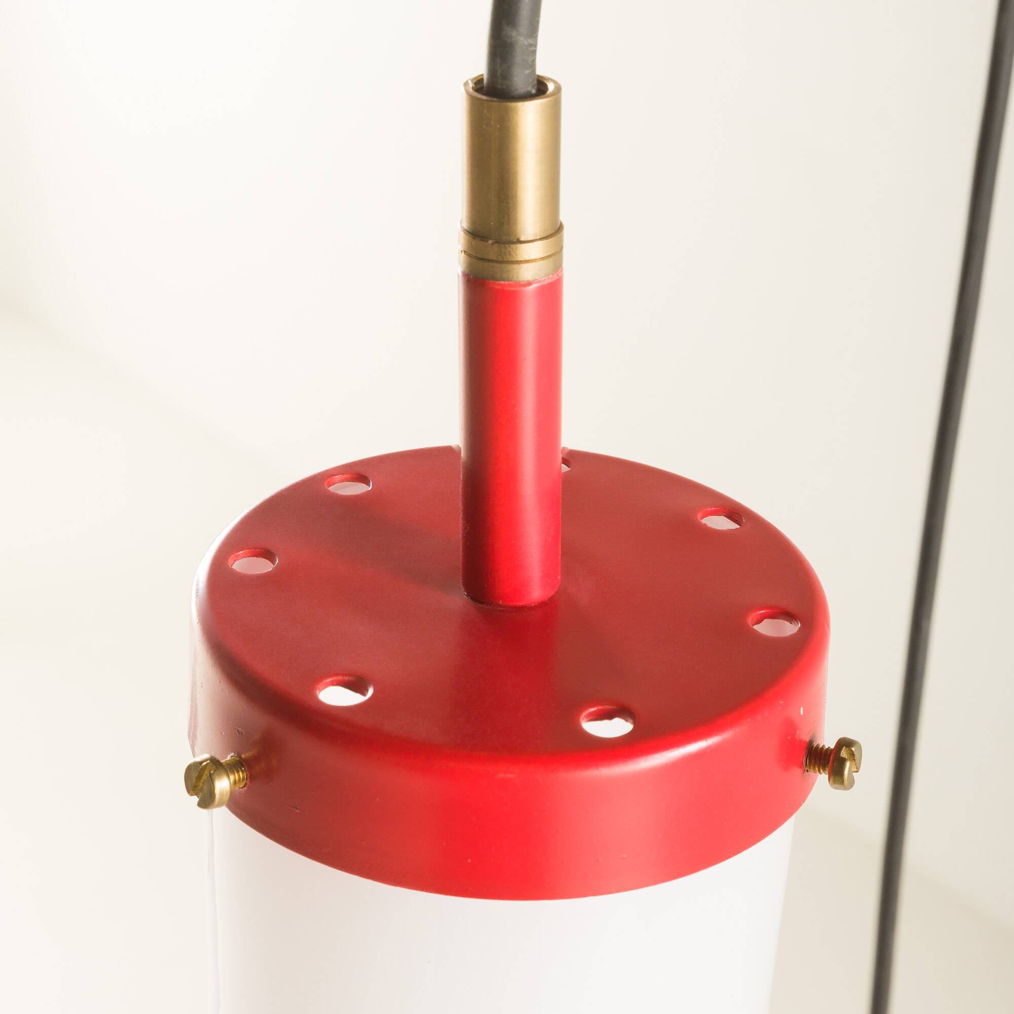 Italian pendant lamp with “lattimo” Murano glass shades, mid century modern