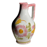 Mini vase with stylised flowers in green and yellow roses, H15.5.