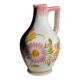 Mini vase with stylised flowers in green and yellow roses, H15.5.
