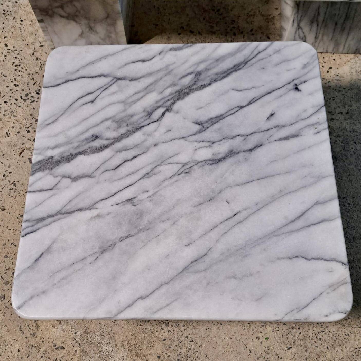 Trio vintage nesting coffee table square marble carrara calacatta white italian