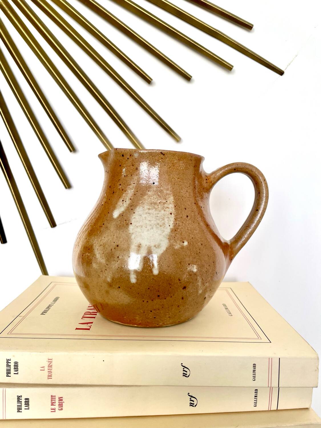 Vintage pink stoneware pitcher