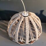 Vintage macramé and wood pendant light