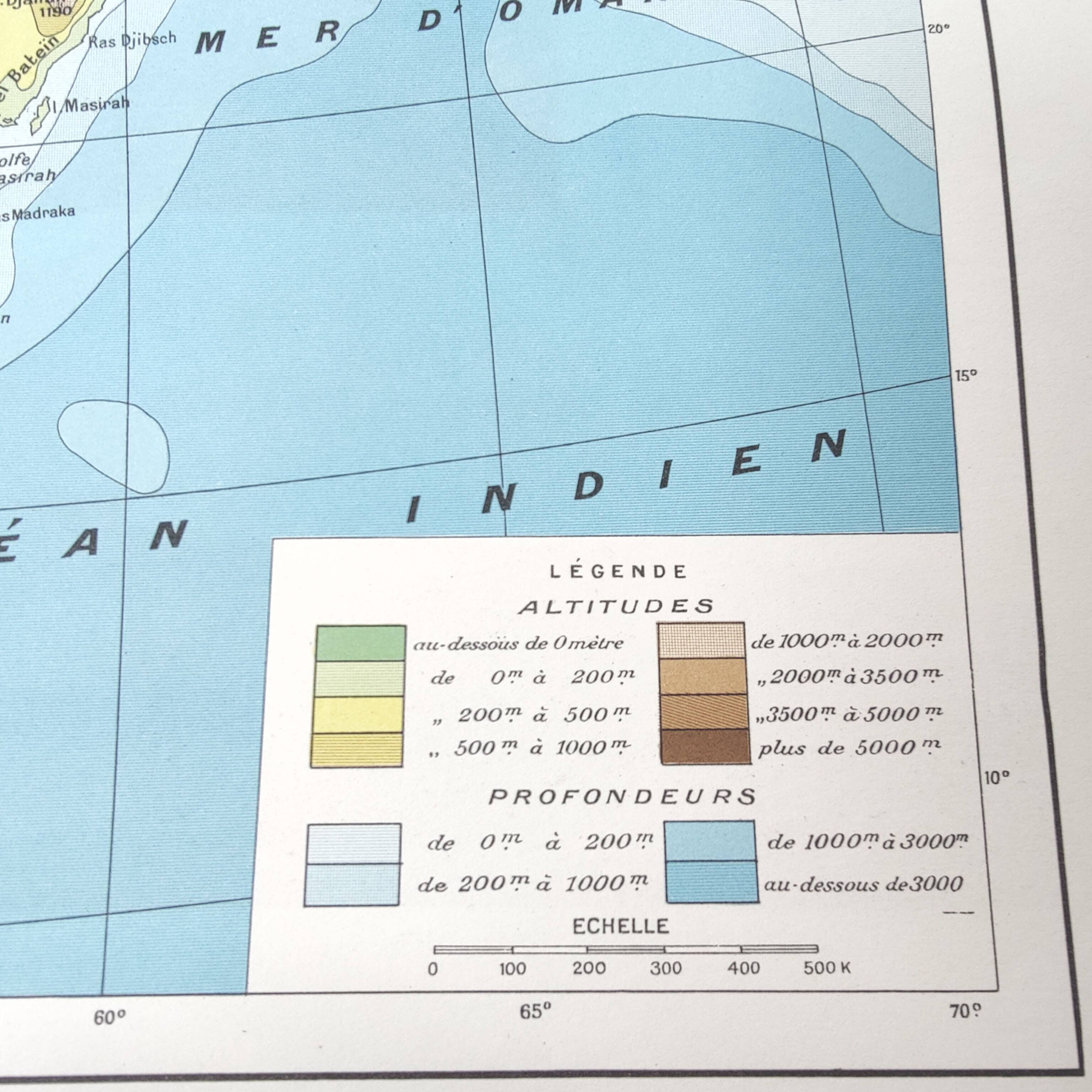 Vintage Western Asia map 43x43cm from 1950