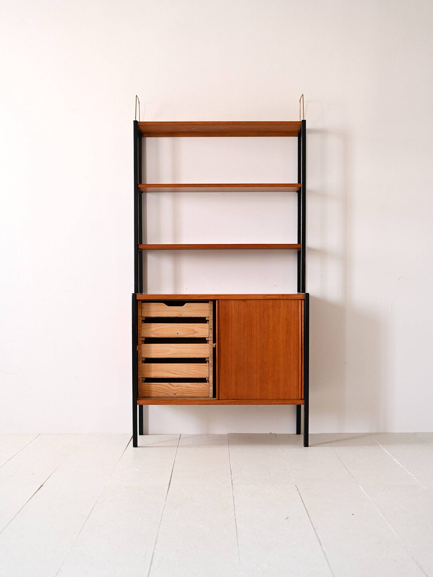 Scandinavian teak bookcase with black details