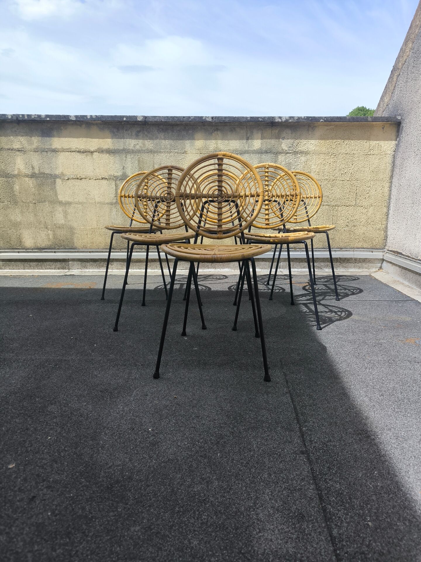 Set de 6 chaises en métal et rotin par michaël thonet