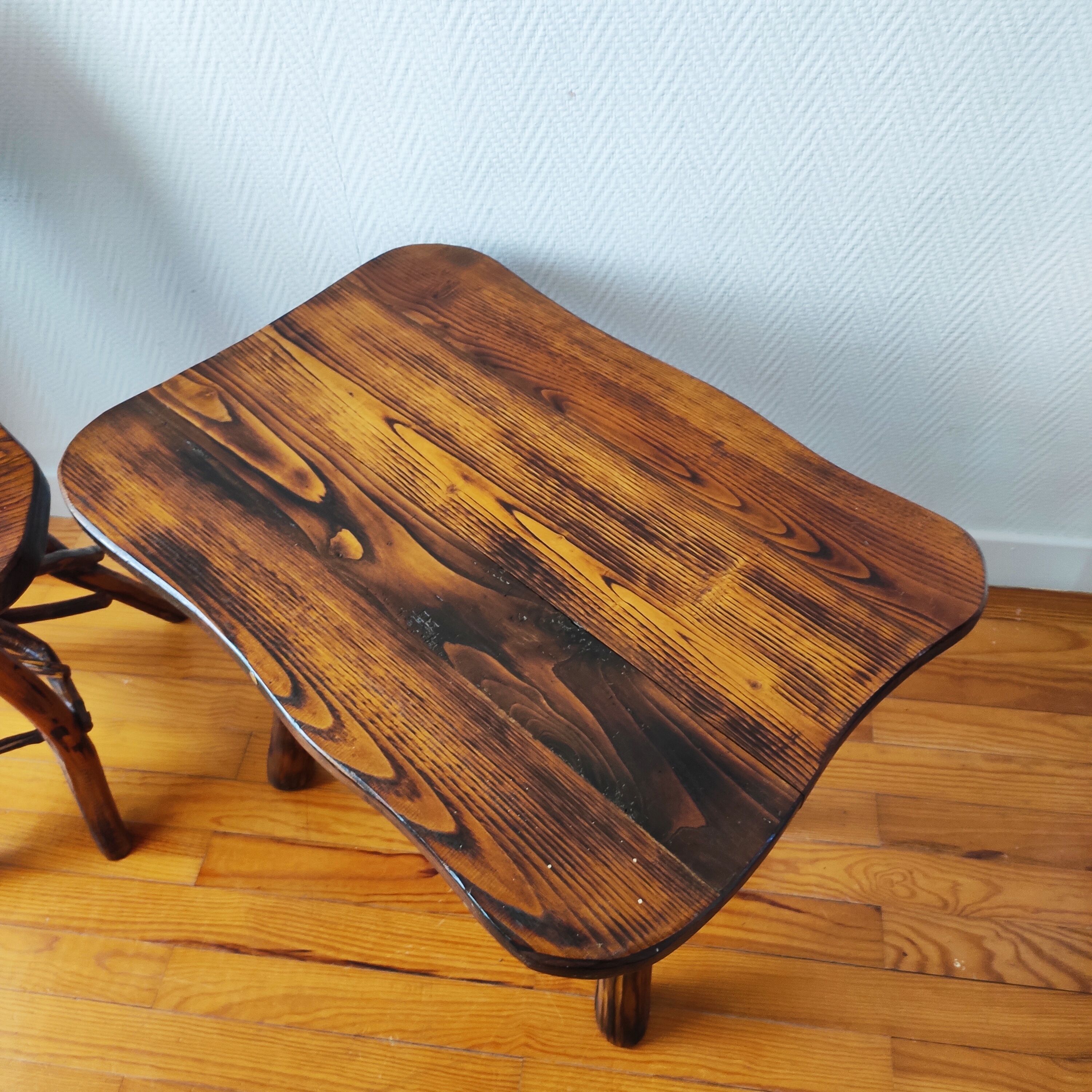 Vintage brutalist table and chair