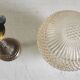 Table lamp in gilded brass and amber glass - mid 20th century.