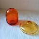 Soliflore Sugahara vintage rond en verre jaune