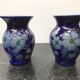 Pair of old Betschdorf vases in vintage Alsace blue enamelled stoneware