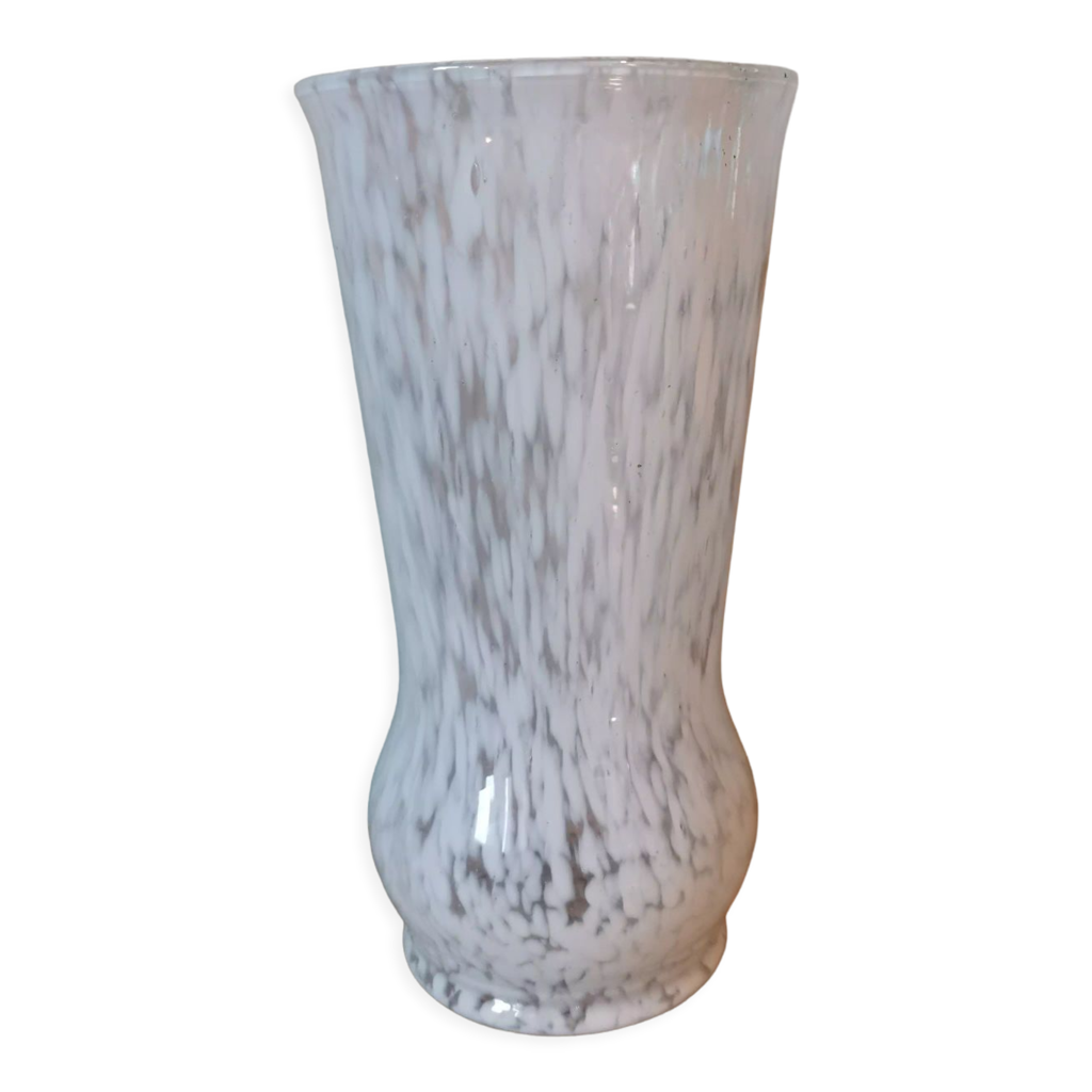 Vase en verre vintage vichy blanc Selency