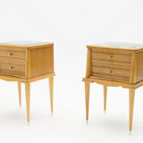 Paire de chevets en sycomore laiton 1950