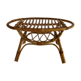Oval rattan coffee table, Italy 50s