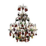 Chandelier glass Murano multicolored Fruits glass Murano Living room Dining room Apples Pears Grape