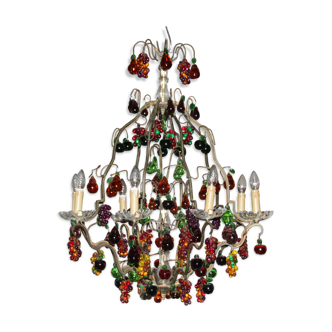 Chandelier glass Murano multicolored Fruits glass Murano Living room Dining room Apples Pears Grape