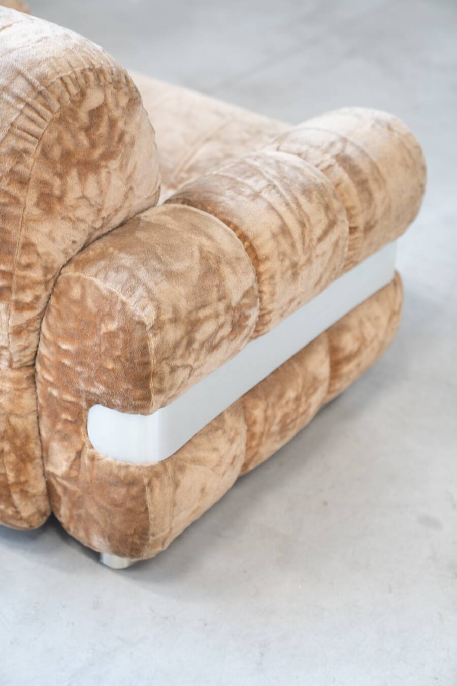 Chenille armchair with brushed aluminum profiles, 1970s