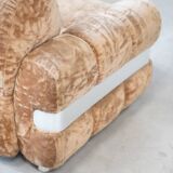 Chenille armchair with brushed aluminum profiles, 1970s