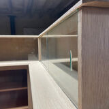 Meuble de métier ancien d’angle en chêne – bibliothèque / meuble de ra